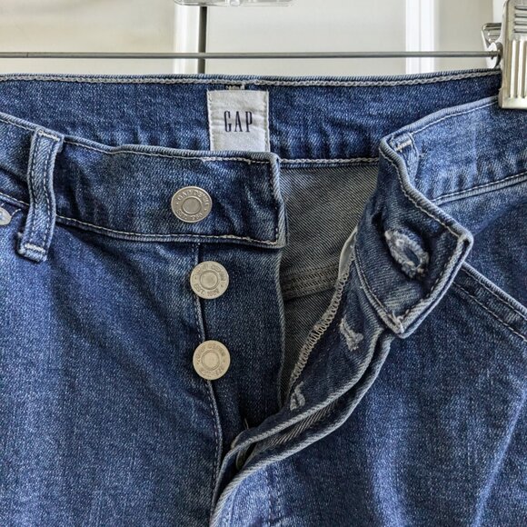 Gap 1969 Carpenter Jeans Women 6 Blue High Rise Cropped Button Fly Loose Denim - Picture 4 of 10